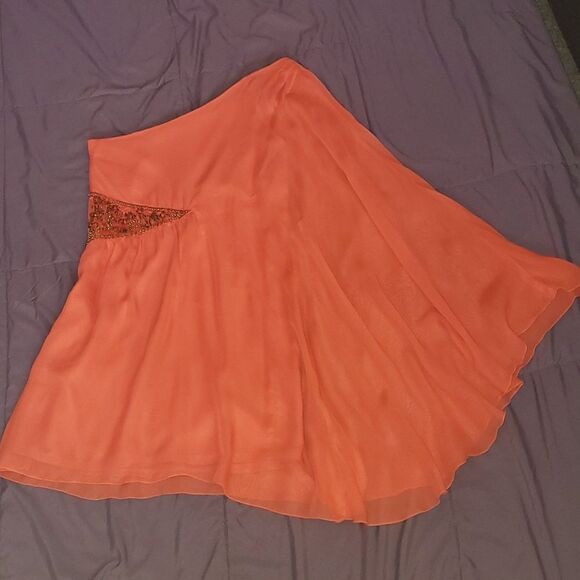 FREE PEOPLE Dancing in the moonlight Beaded dress sz 4 Papaya Coral Chiffon NWOT - Picture 12 of 14